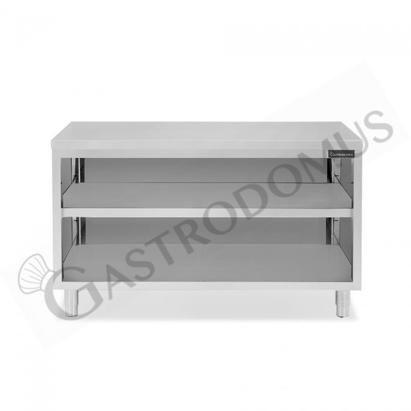 Tavolo a giorno in acciaio inox con 2 ripiani L 1600 mm x P 600 mm x H 850 mm