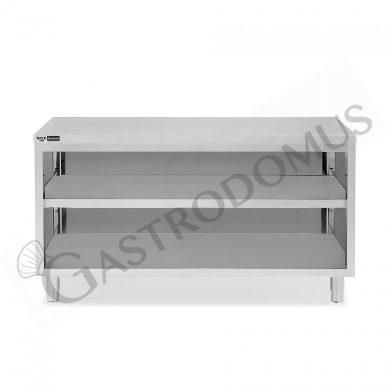 Tavolo a giorno in acciaio inox con 2 ripiani L 1800 mm x P 700 mm x H 865 mm