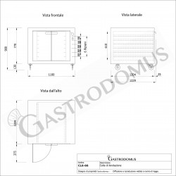 Cella di Lievitazione Pizza 12 teglie 600 x 400 mm L 1100 mm x P 1204 mm x  H 900 mm - mod. CL6/66