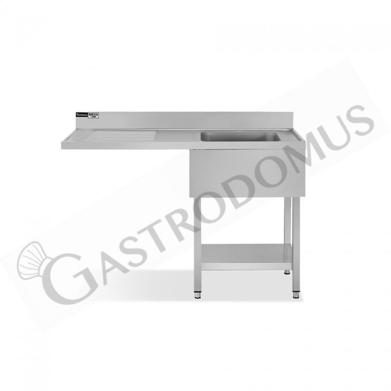 Lavello con vano lavastoviglie, gocciolatoio a sinistra, 1 vasca, L 1400 x P 600 x H 965 mm -con foro rubinetto Ø 32 mm