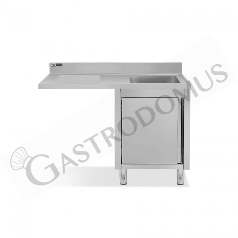 Lavello armadiato vano lavastoviglie,1 vasca,gocciolatoio sinistra,L1200xP600xH965mm - con foro rubinetto Ø 32 mm