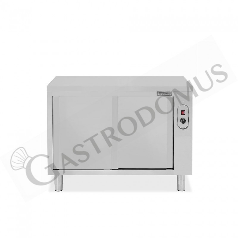 Tavolo caldo in acciaio inox con porte scorrevoli, L 1000 mm x P 700 mm x H 850 mm