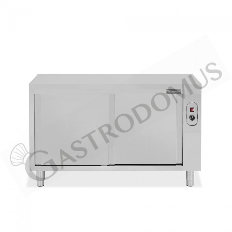 Tavolo caldo in acciaio inox con porte scorrevoli, L 1400 mm x P 600 mm x H 850 mm