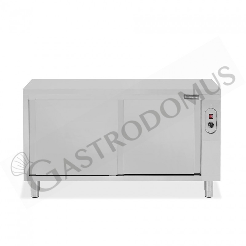 Tavolo caldo in acciaio inox con porte scorrevoli, L 1700 mm x P 600 mm x H 850 mm