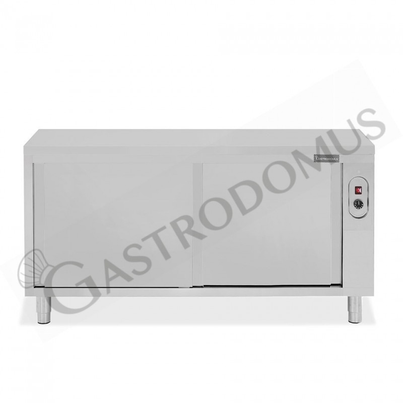 Tavolo caldo in acciaio inox con porte scorrevoli, L 1800 mm x P 700 mm x H 850 mm