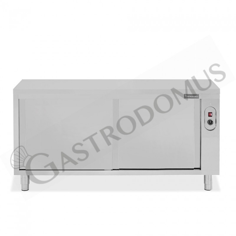 Tavolo caldo in acciaio inox con porte scorrevoli, L 2000 mm x P 600 mm x H 850 mm