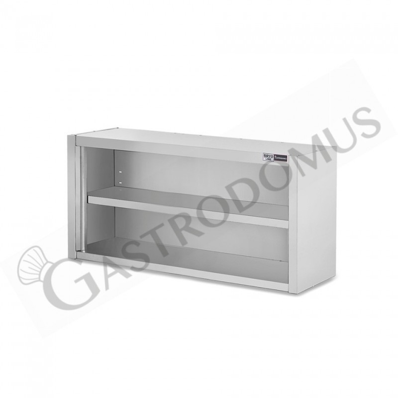 Pensile inox a giorno con 1 ripiano, L 1000 mm x P 400 mm x H 650 mm