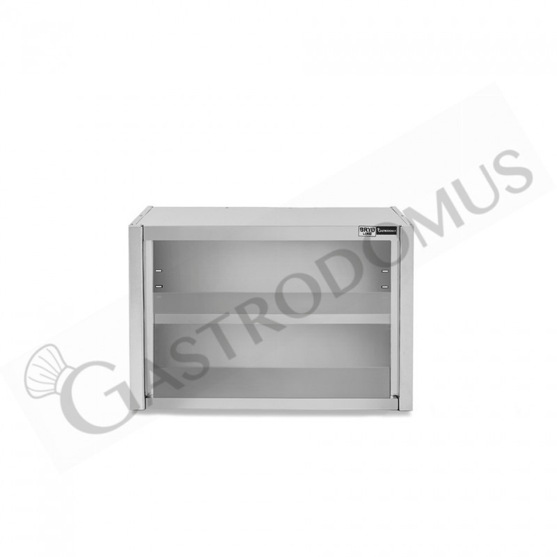 Pensile inox a giorno con 1 ripiano, L 700 mm x P 400 mm x H 660 mm