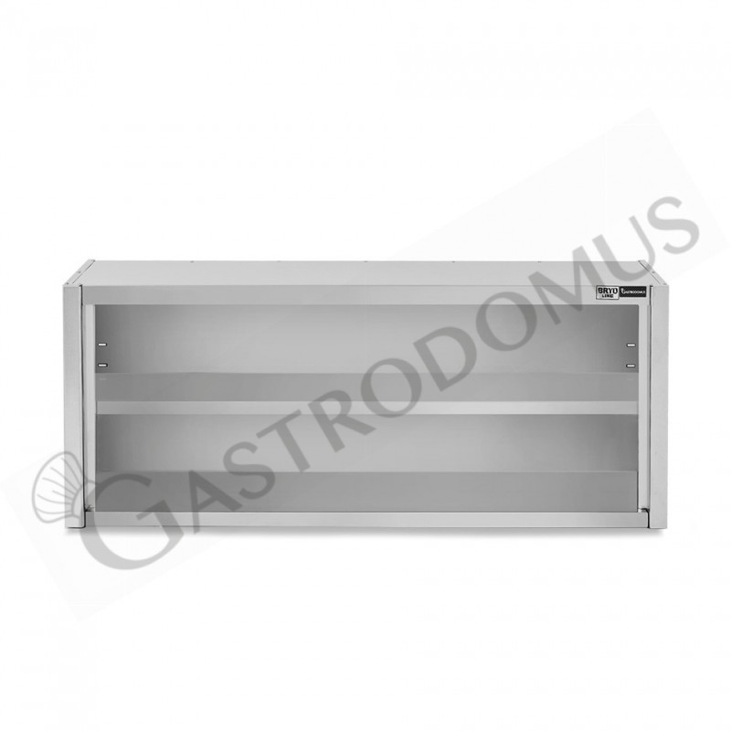 Pensile inox a giorno  con 1 ripiano, L 1800 mm x P 400 mm x H 650 mm