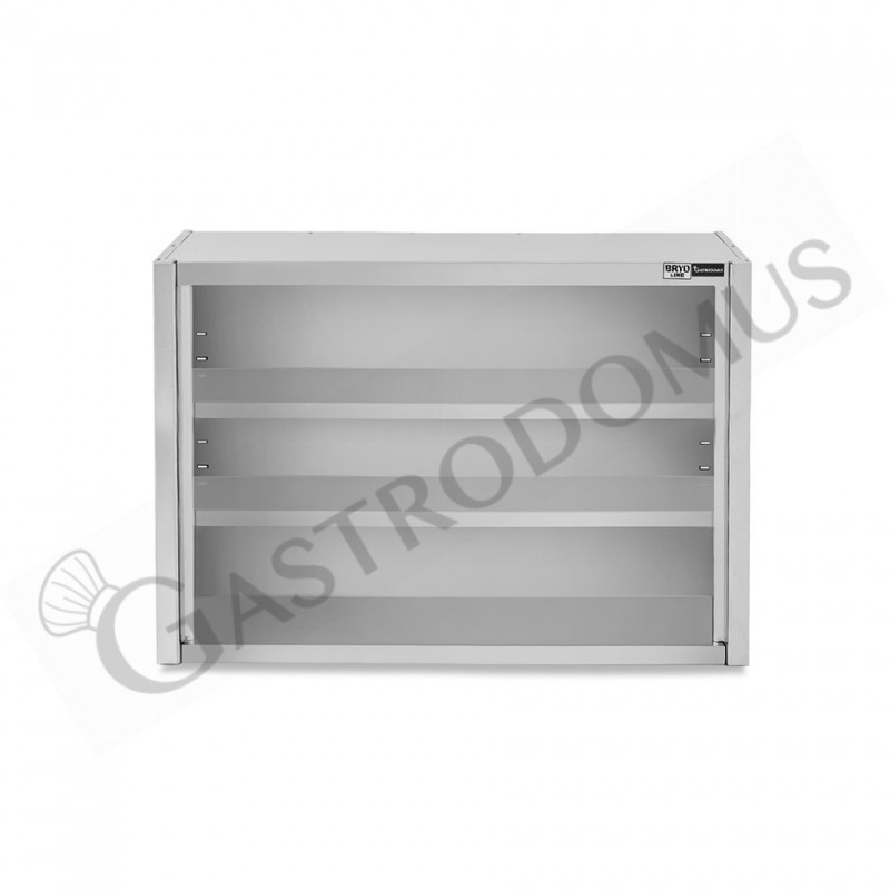 Pensile inox a giorno con 2 ripiani, L 900 mm x P 400 mm x H 1000 mm