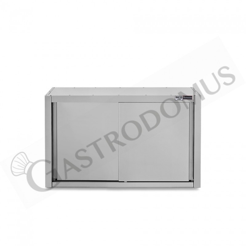 Pensile acciaio inox con porte scorrevoli, 2 ripiani, L 1000 x P 400 x H 1000 mm