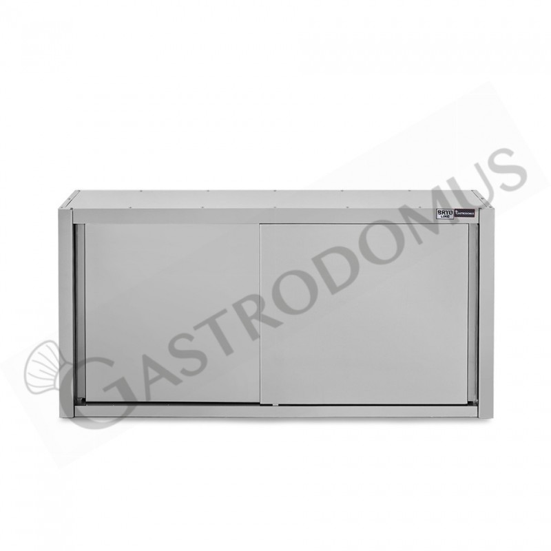 Pensile acciaio inox con porte scorrevoli, 2 ripiani, L 1600 x P 400 x H 1000 mm