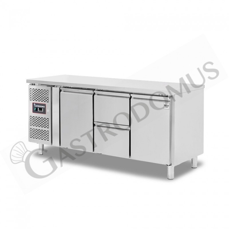 Tavolo Refrigerato 2 cassetti 2 porte 700 mm -2°C/+8°C Motore a sinistra