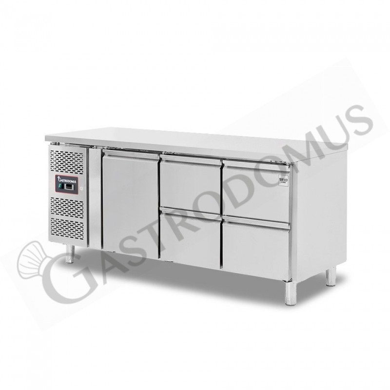 Tavolo Refrigerato 4 cassetti 1 porta 700 mm -2°C/+8°C Motore a sinistra