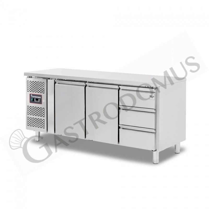 Tavolo Refrigerato 3 cassetti 2 porte 700 mm -2°C/+8°C Motore a sinistra