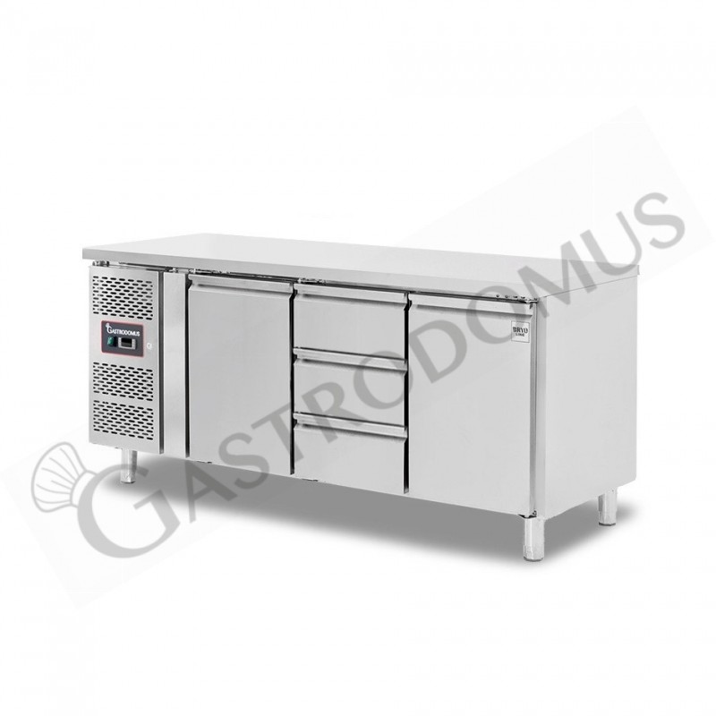 Tavolo Refrigerato 3 cassetti 2 porte 700 mm -2°C/+8°C Motore a sinistra