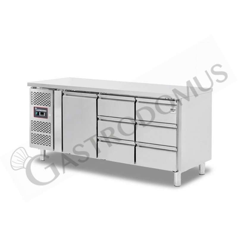 Tavolo Refrigerato 6 cassetti 1 porta 700 mm -2°C/+8°C Motore a sinistra