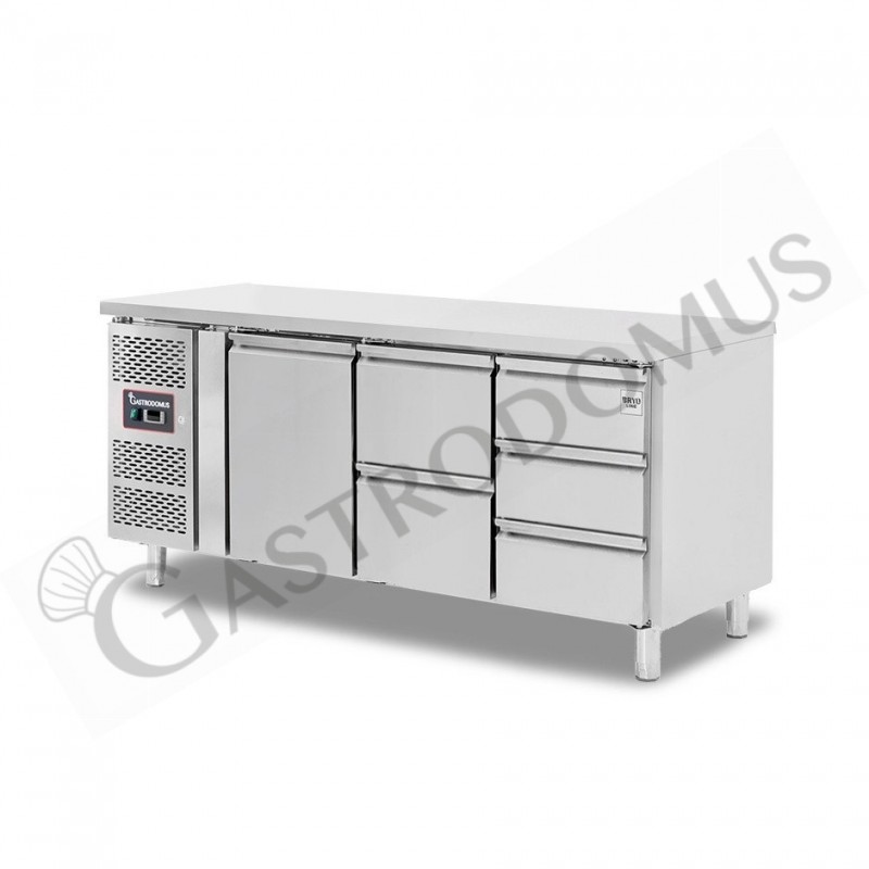 Tavolo Refrigerato 5 cassetti 1 porta 700 mm -2°C/+8°C Motore a sinistra