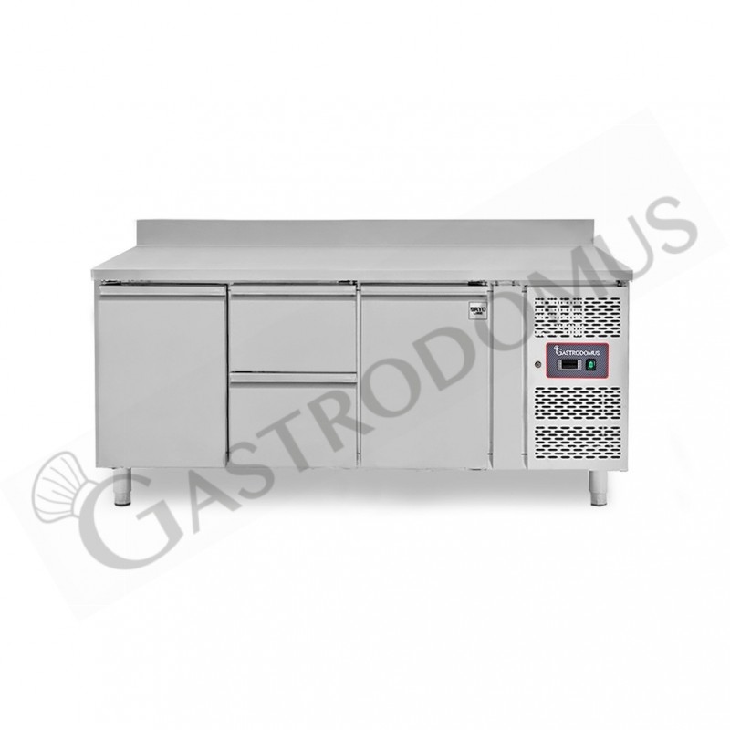 Tavolo Refrigerato 2 cassetti 2 porte 700 mm -2°C/+8°C alzatina per Gastronomia