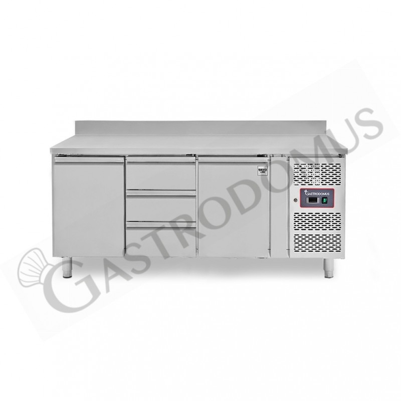 Tavolo Refrigerato 3 cassetti 2 porte 700 mm -2°C/+8°C alzatina