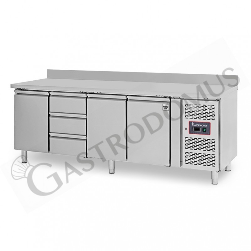 Tavolo Refrigerato 3 cassetti 3 porte 700 mm -2°C/+8°C alzatina