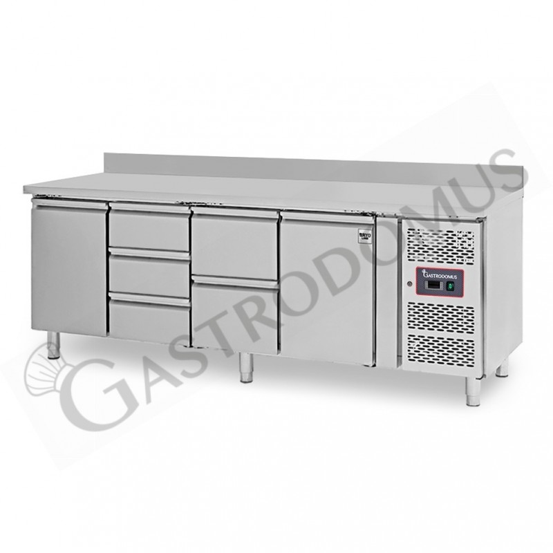 Tavolo Refrigerato 5 cassetti 2 porte 700 mm -2°C/+8°C alzatina per Gastronomia