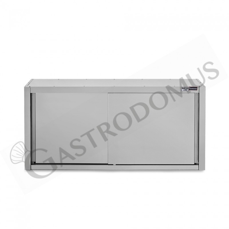 Pensile acciaio inox con sgocciolatoio,1 ripiano forato,porte scorrevoli L 1400 x P 400 x H 800 mm