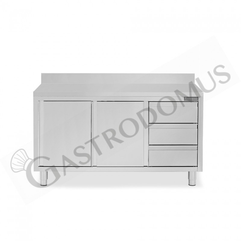 Tavolo armadiato,2 porte scorrevoli,3 cassetti a destra, alzatina, L1700 x P700 x H950mm