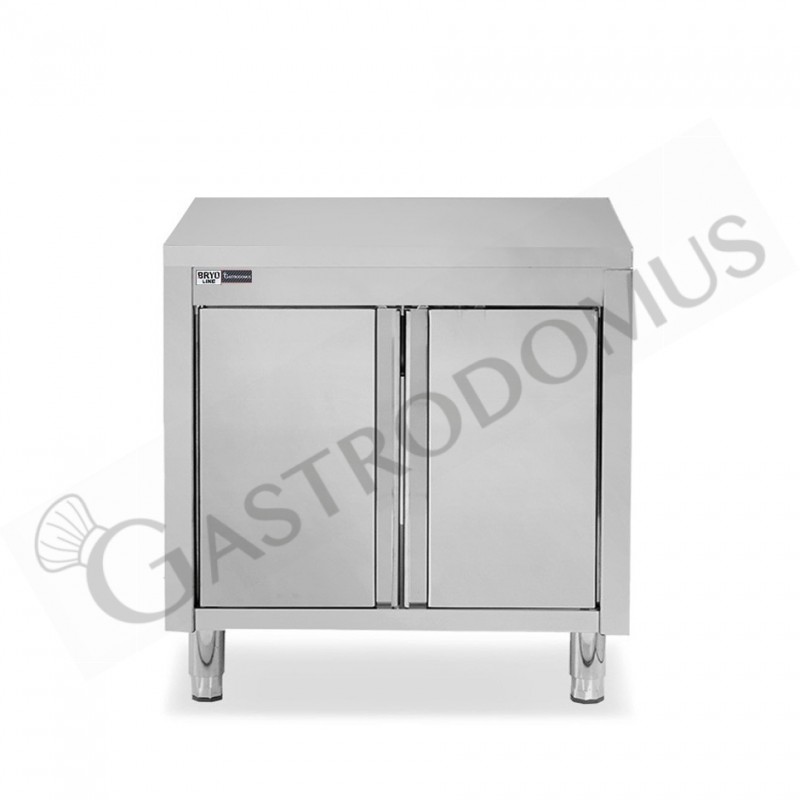 Tavolo inox armadiato con 1 porta battente, L 800 mm x P 600 mm x H 850 mm