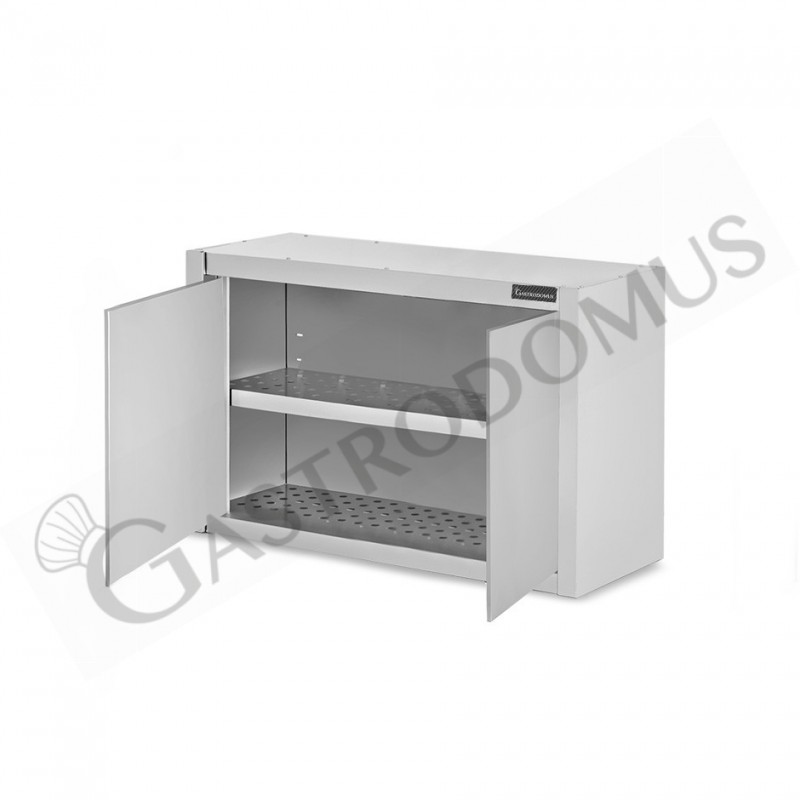 Pensile acciaio inox con sgocciolatoio,1 ripiano forato,2 porte battenti L 800 x P 400 x H 660 mm