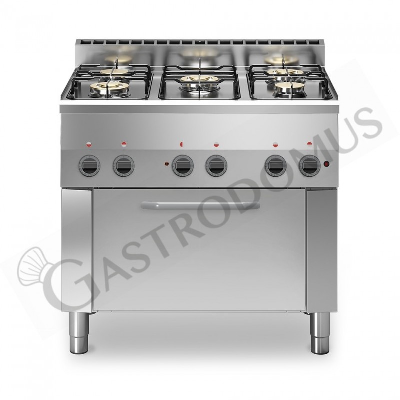 Cucina a gas con forno elettrico ventilato GN 1/1 - EKA KCV 96P - 5 fuochi  - 90 x 60 x H 85cm - acciaio inox - KCV 96 P