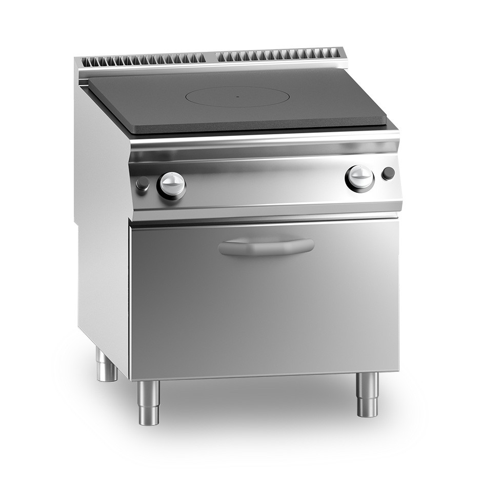Cucina professionale tuttapiastra a gas con forno a gas profondità 900 mm -  mod. TTF90/80