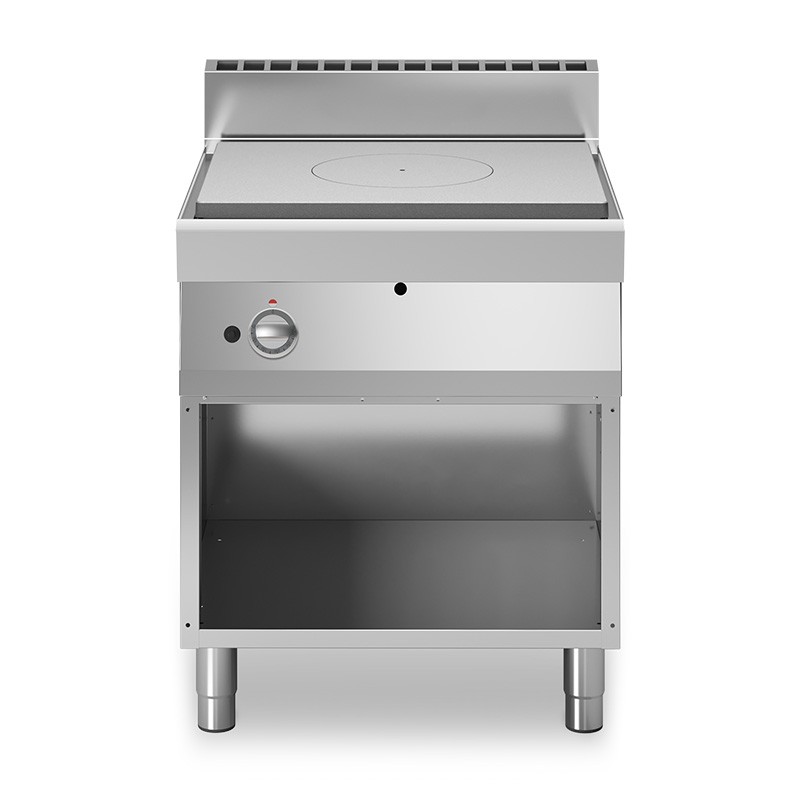 Cucina professionale tuttapiastra a gas su armadio aperto profondità 700 mm  - mod. TT70/70