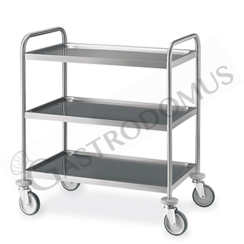 Carrello di servizio in acciaio inox con 3 piani L 890 mm x P 590 mm x H 950 mm