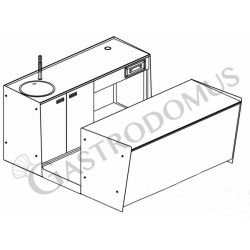 BANCO MACCHINA CAFFE' INOX CON 1 TRAMOGGIA BATTIFONDI, 1 CASSETTO E VANI  APERTI - CM. 125