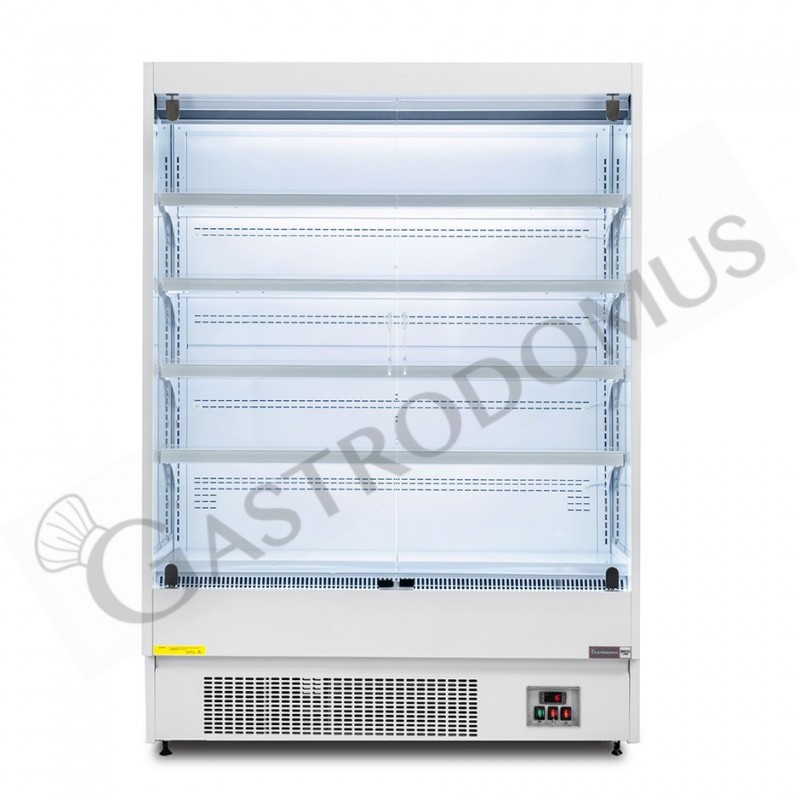 Murale espositivo ventilato bianco con porte battenti, temperatura -1°C/+7°C e L 1520 mm