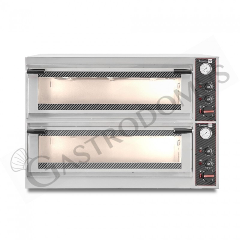 Forno Elettrico porta vetro 4 teglie 600x400 o 8 pizze diametro 400 mm 2 camere controllo meccanico