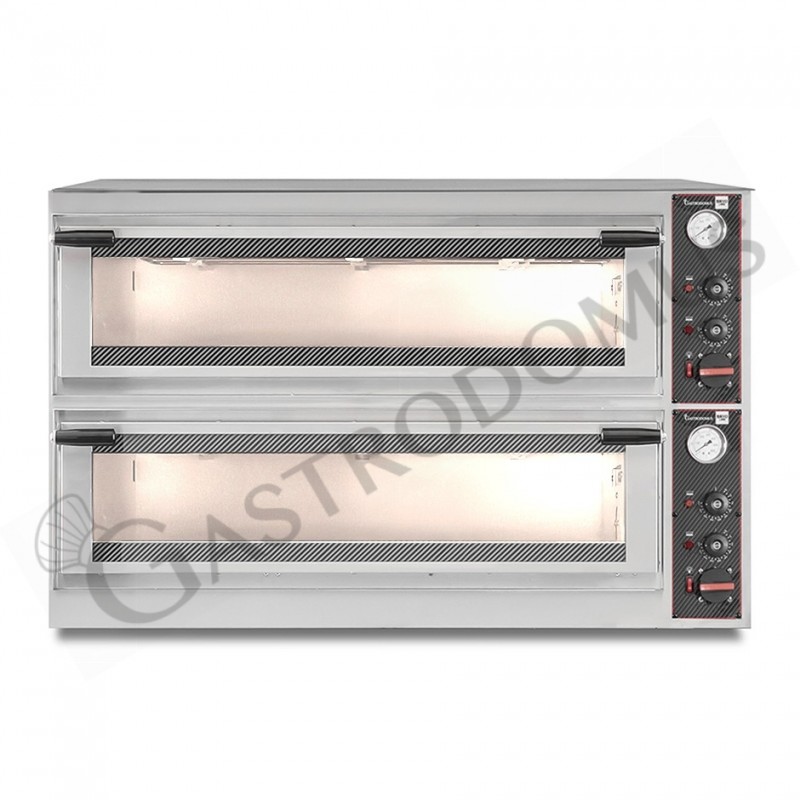 Forno Elettrico porta vetro 8 teglie 600x400 o 12 pizze diametro 400 mm 2 camere orizzontali controllo meccanico