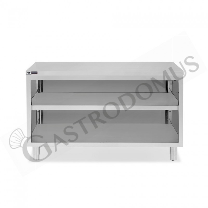 Tavolo a giorno in acciaio inox con 2 ripiani L 1700 mm x P 600 mm x H 865 mm