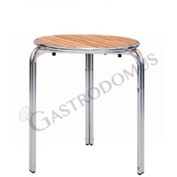 Tavolo bar rotondo alluminio e resin wood