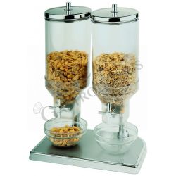 Distributore cereali in acciaio inox con contenitori in policarbonato 8 LT  + 8 LT - mod. DC10302