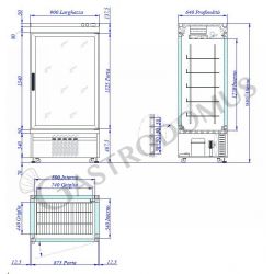 Vetrina Pasticceria Refrigerata Statico 630 LT +2°C/+10°C 4 lati vetro -  mod. 9400P