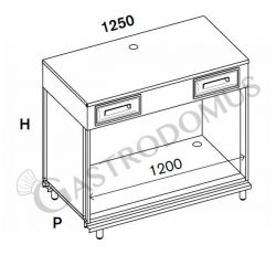 Banco bar per macchina caffè con top in acciaio inox - mod. 3BM125XCB