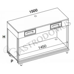 Bancone bar per macchina caffè con top in inox - mod. 3BM106XTB