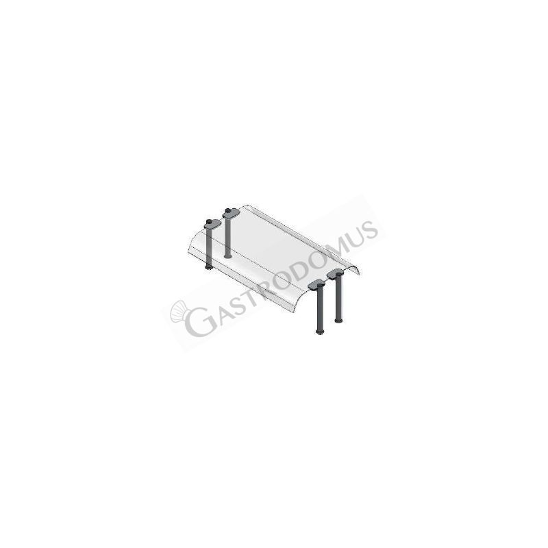 Sovrastruttura a 1 piano con vetro curvo ambo i lati L 1120 x P 640 x H 385 mm