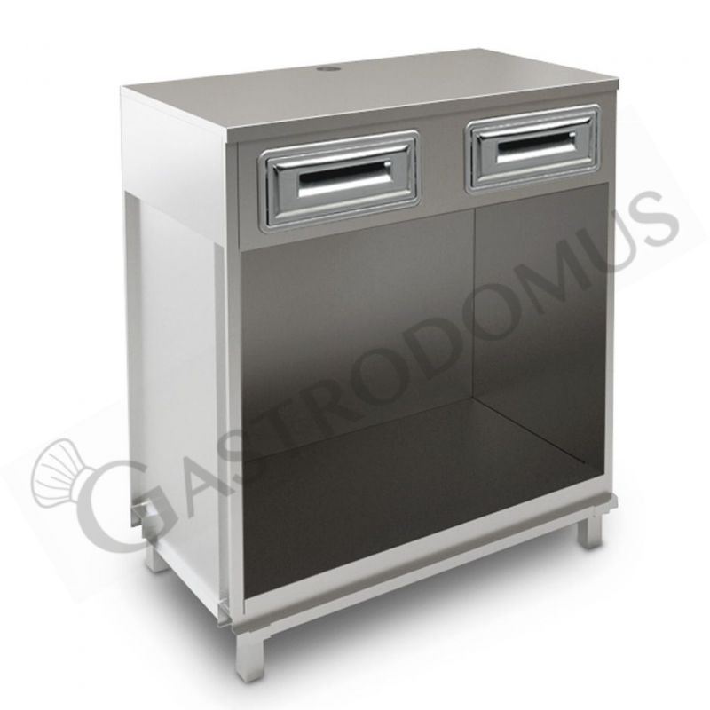 Banco bar per macchina caffè con top in acciaio inox - L 1000 mm x P 550 mm x H 1140 mm