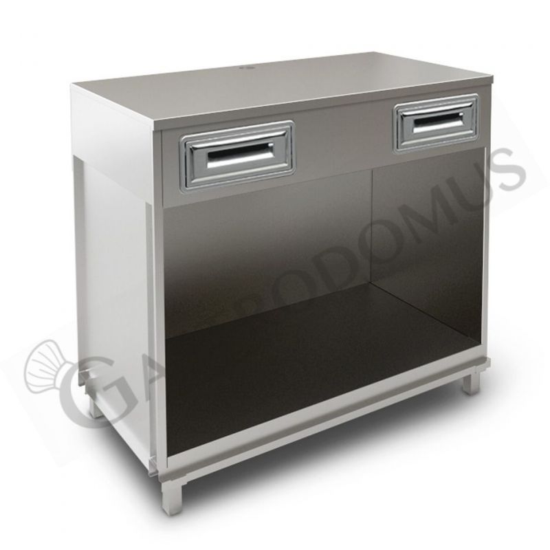 Bancone bar per macchina caffè con top in acciaio inox - L 1250 mm x P 670 mm x H 1140 mm