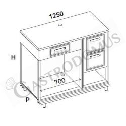 Banco bar per macchina caffè con top in acciaio inox - mod. 3BM125XCB