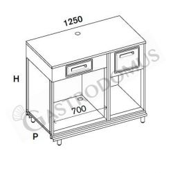 BANCO MACCHINA CAFFÈ CON CASSETTO DI SERVIZIO, TRAMOGGIA CAFFÈ E VANO A  GIORNO - L.125 cm
