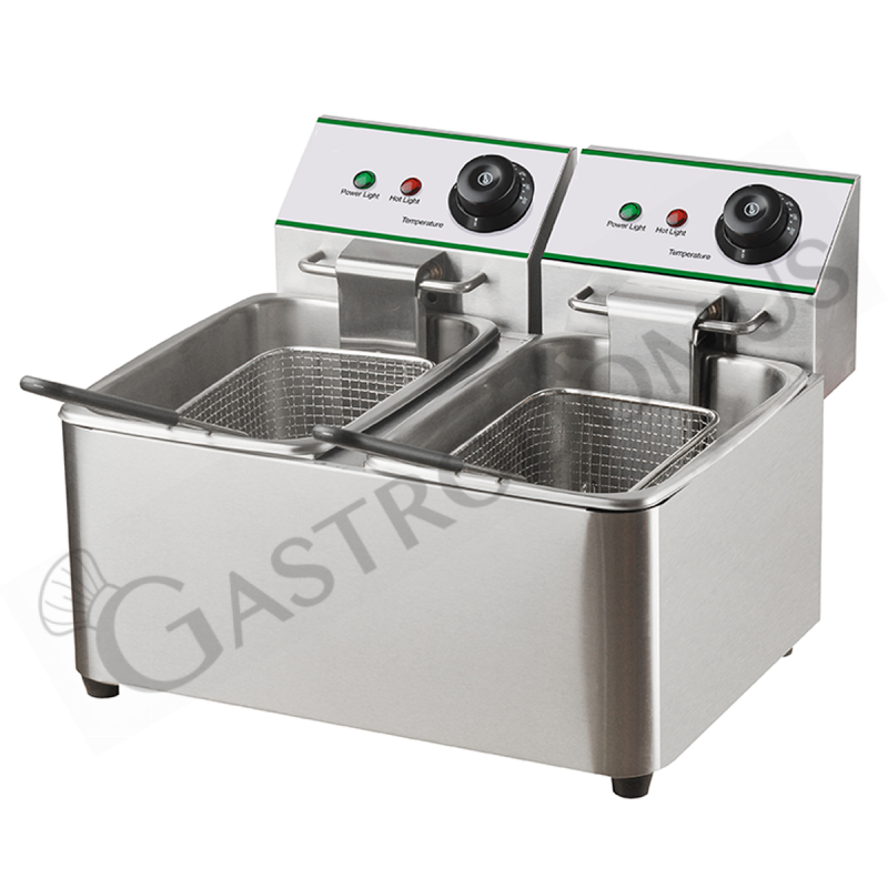 Friggitrice elettrica da banco 2 vasche 4,2+4,2 LT 2+2 KW Monofase